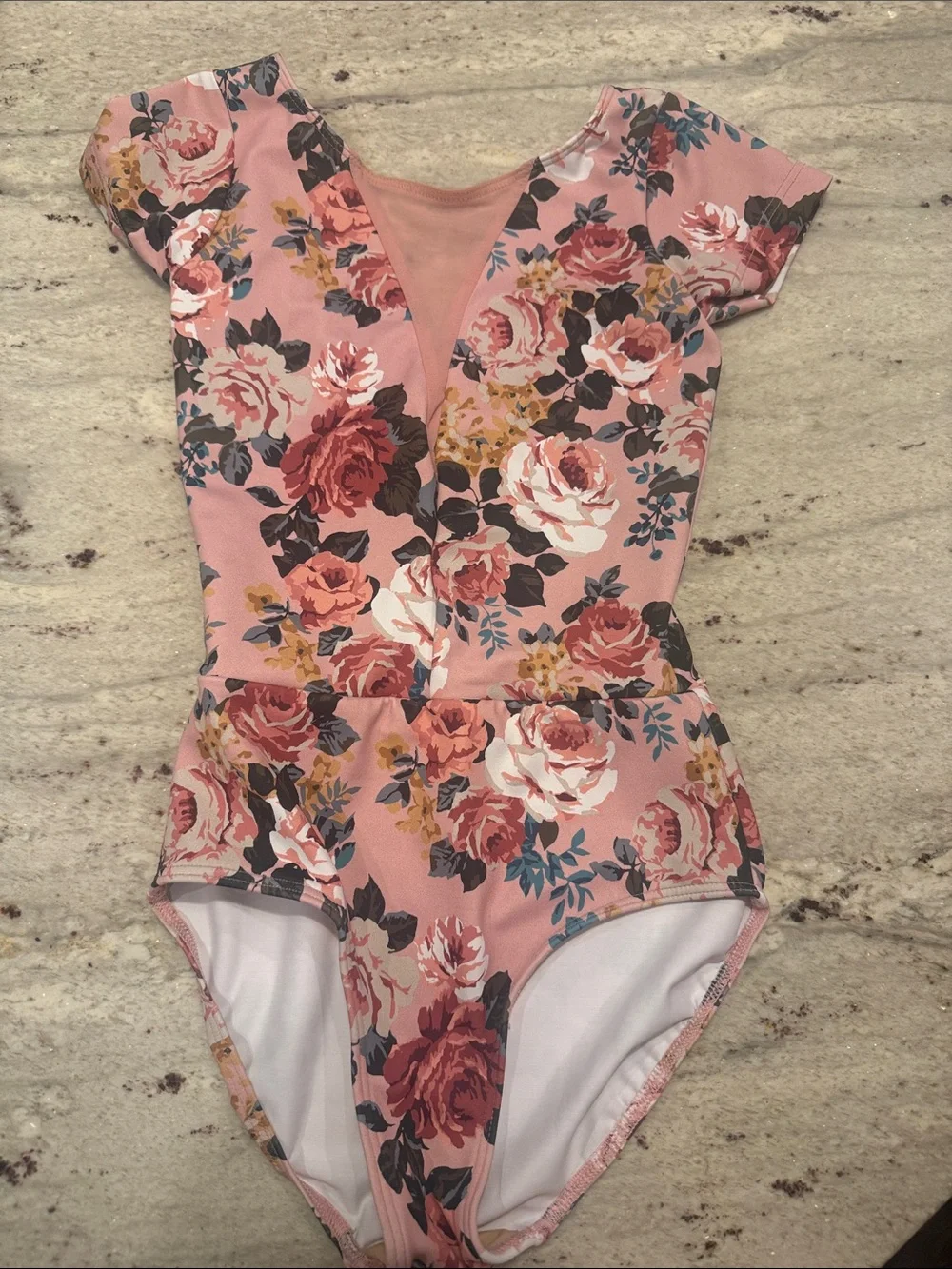 Eleve Dancewear Pink Floral One-Piece Leotard
